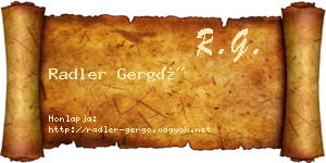 Radler Gergő névjegykártya